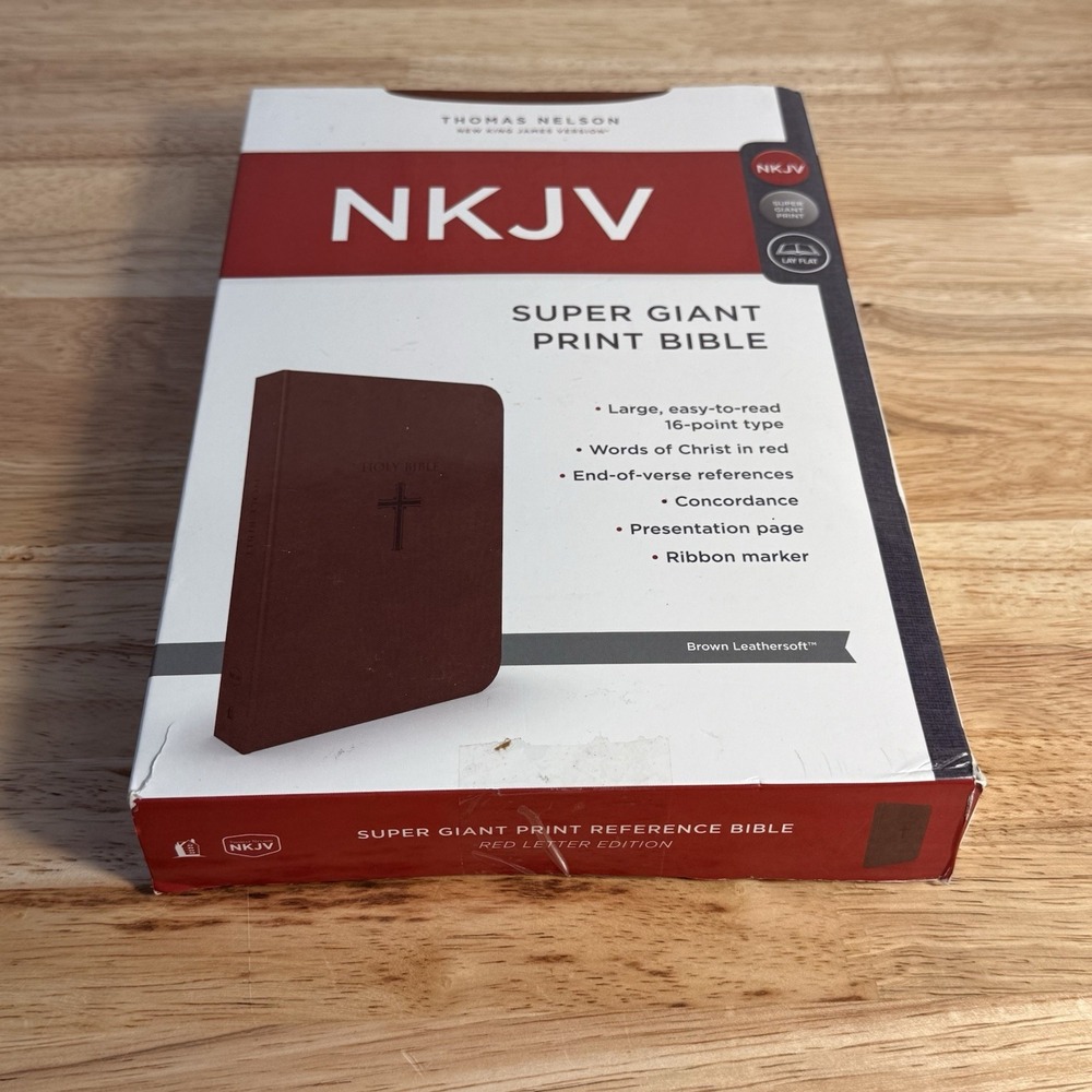 NKJV Super Giant Print Reference Bible Brown Leathersoft Red Letter Edition New